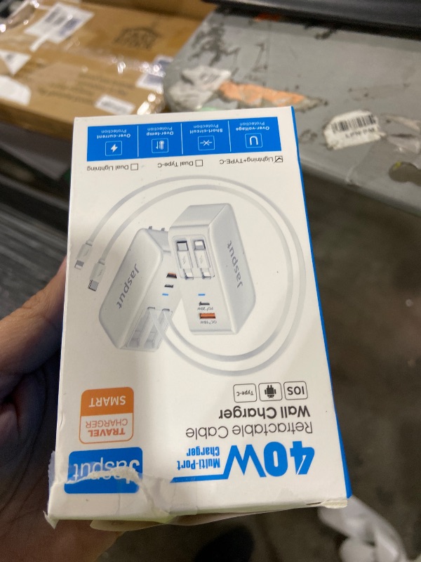 Photo 1 of 4 in 1 Retractable Wall Charger with Dual Cables,40W Retractable Phone Charger Wall Plug with Dual USB Ports,20W USB C Chargers Block Fast Charging for iPhone 17 16 15 14 13,LG, Galaxy S24 23,Pixel