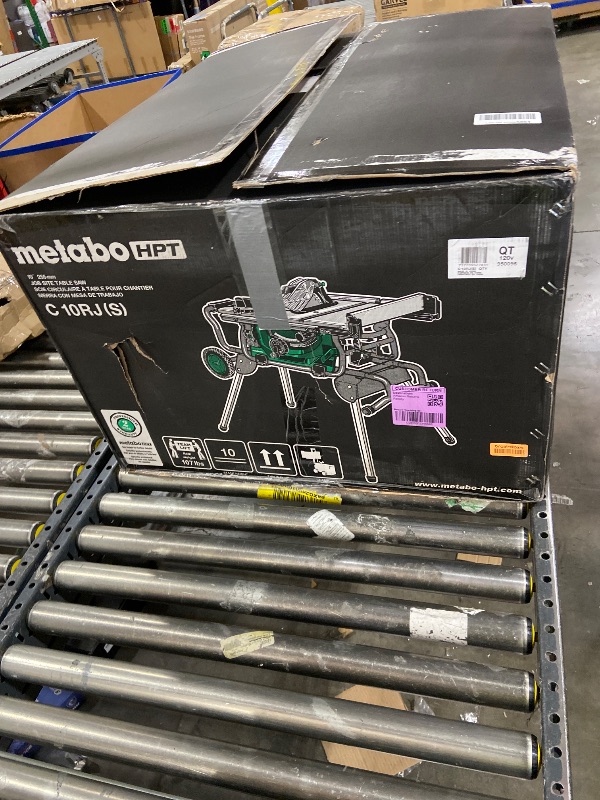 Photo 1 of Metabo HPT 10-Inch Table Saw, 15-Amp Power Saw with Large 28 3/4" x 22" Table, Best in Class Rip Capacity, Pro Level Motor, Durable Fold and Roll Stand, Adjustable Foot, C10RJS