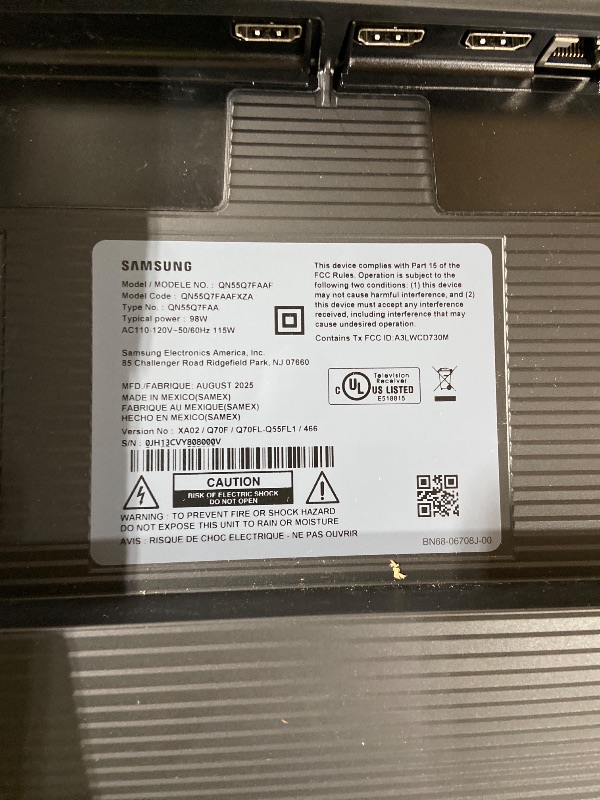 Photo 1 of SAMSUNG QLED TV 55 INCH - FOR PARTS ONLY