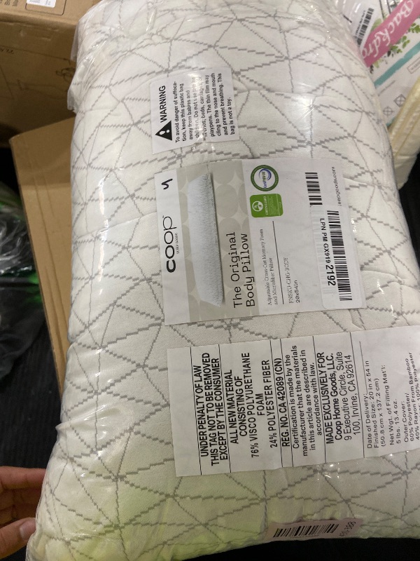 Photo 1 of Coop Home Goods Original Adjustable Body Pillow, 20x54 Long Pillow for Back, Shoulder, Hip and Knee Support, Side Sleeper Body Pillows for Adults with Memory Foam & Washable Cover