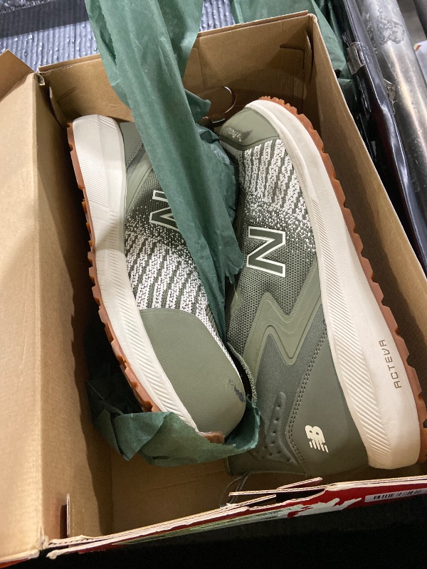 Photo 1 of New Balance Composite Toe Safety Shoe for Men Speedware - Slip Resistant, Puncture Resistant, Electrical Hazard, Olive/White, 11 Medium