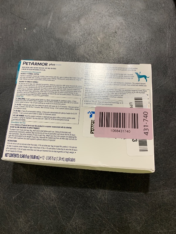 Photo 1 of PetArmor Plus Flea and Tick Prevention for Dogs, Medium Dog Flea and Tick Treatment, 12 Doses, Waterproof Topical, Fast Acting (23-44 lbs)