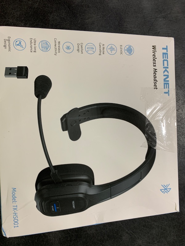 Photo 1 of TECKNET Trucker Bluetooth Headset, Trucker Bluetooth Headphones with Microphone AI Noise Canceling Wireless On Ear Headset, Hands Free Wireless Headset for Cell Phone Computer Office Home (Black)