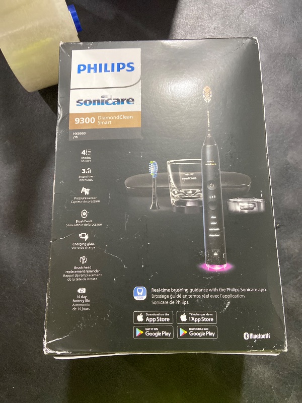 Photo 1 of Philips Sonicare DiamondClean Smart 9300 Electric Toothbrush, Sonic Toothbrush with App, Pressure Sensor, Brush Head Detection, 4 Brushing Modes and 3 Intensity Levels, Black, Model HX9903/15