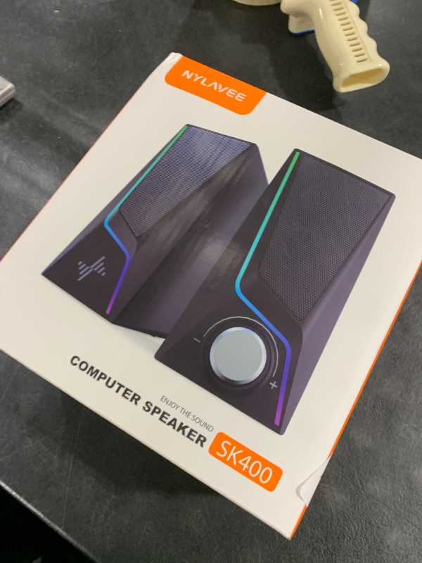 Photo 1 of Nylavee Computer Speakers, PC Speakers with 6 Lighting Modes, USB Powered Computer Speakers for Desktop PC with 2 Bass-Boost Ports, 2 Speaker Units, and 3.5mm Aux-in for PC, Laptop, Monitor, Gaming