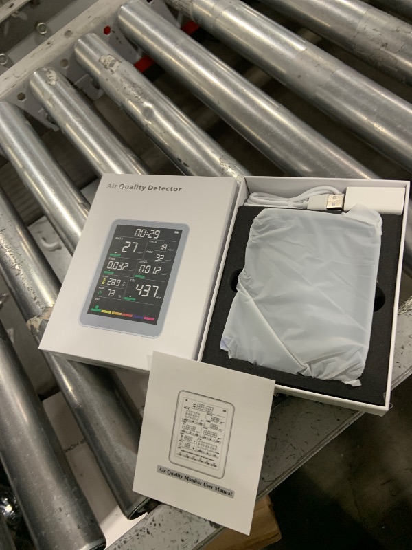 Photo 1 of Professional Indoor Air Quality Monitor with AQI Beep Alarms, Portable Real-Time Detector for Home Cars Plants and Pets (Black)