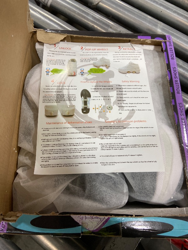 Photo 1 of Roller Skate Shoes for Women Four Rounds Children's Roller Skates Shoes That Turn into Rollerskates Sneakers Outdoor Light Shoes with Wheels for Girls/Boys (Black NO Light, US 8.5)