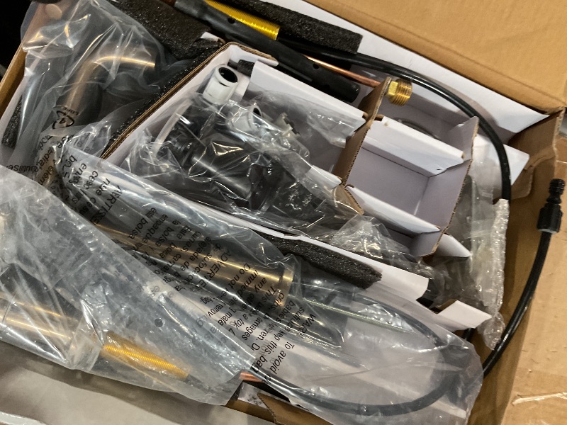 Photo 1 of Delta Nicoli Brushed Gold Bathroom Faucet with Sprayer, 8 Inch 3 Hole Widespread Bathroom Sink Faucet with Pull Out Sprayer, Push-Pop Drain, Champagne Bronze 35849LF-CZPD