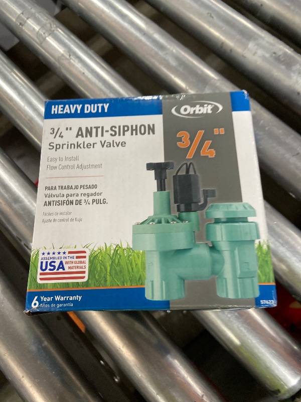 Photo 1 of 1-Pack Orbit 57623 3/4" FPT 100 Series Anti-Siphon Automatic Sprinkler Valve with Flow Control