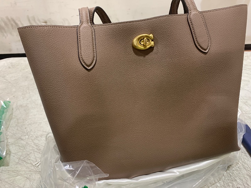 Photo 1 of COACH Polished Pebble Leather Willow Tote, Dark Stone