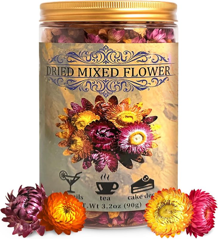 Photo 1 of 100+ Edible Dried Flowers for Cake Decoration – Food Grade Mixed Natural Colorful Chrysanthemum Flowers for Baking, Cocktails, Cupcakes, Drinks, DIY Crafts - No Additive
