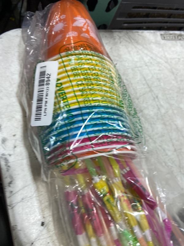 Photo 1 of **INCOMPLETE SET** CUPLOOV Hawaiian Luau Party Decorations Cups with Parasol Straws -16OZ Disposable Party Cups for Tropical Luau Moana Birthday Party Decor Supplies