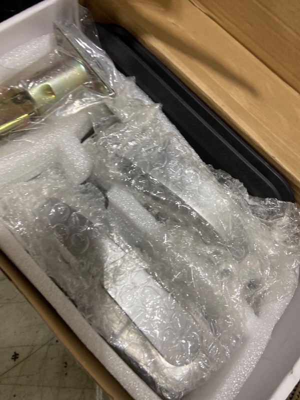 Photo 1 of New Upgrade Double Sided Keypad Door Lock with Adjustable Deadlatch 2-3/8'' and 2-3/4'',Double Sided Keyless Door Lock with Handle, Double Sided Gate Lock for Outdoor Fences (Silvery)