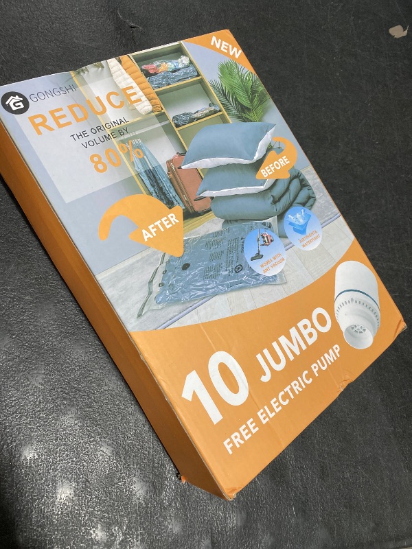 Photo 1 of 10 Jumbo Vacuum Storage Bags with Electric Pump, Space Saver Bag for Clothes, Mattress, Blanket, Duvets, Pillows, Comforters, Travel