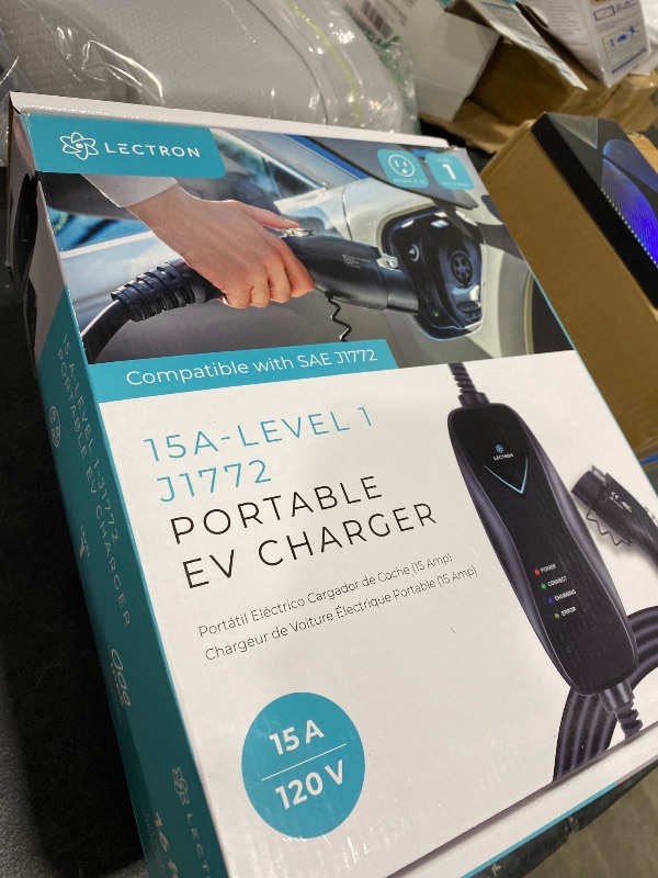 Photo 1 of Lectron Level 1 EV Charger - ETL Certified, 120V, 15 Amp, 16 ft Extension Cord & J1772 Cable - Portable Electric Car Charger for J1772 EVs and Plug-in Hybrid Vehicles