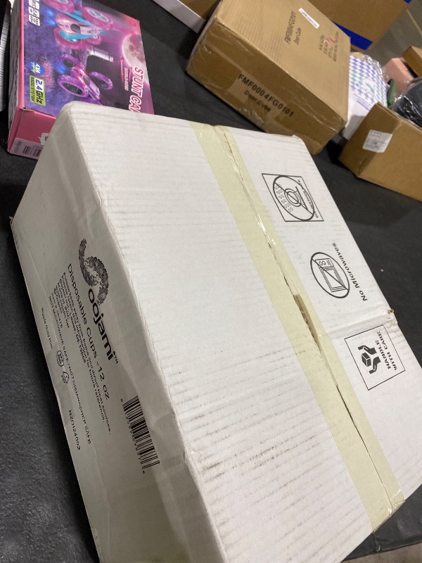 Photo 1 of 40 count 12 Ounce Ribbed Cups Origami Unbreakable Stemless Plastic Wine Champagne Whiskey Glasses Elegant Durable Disposable Indoor Outdoor Ideal for Home, Office, Bars, Wedding, Ripple (Gold Rim)