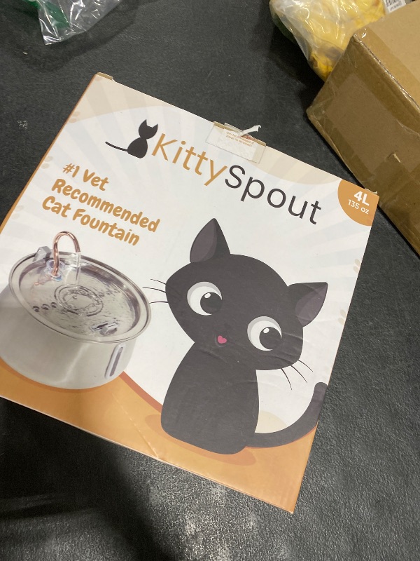 Photo 1 of KittySpout Stainless Steel Cat Water Fountain Automatic Drinking Fountain, Quiet Circulating Water Bowl, Dishwasher Safe, Indoor Pet Fountain for Hydrated Healthy Cats (Stainless Steel, 4L Corded)