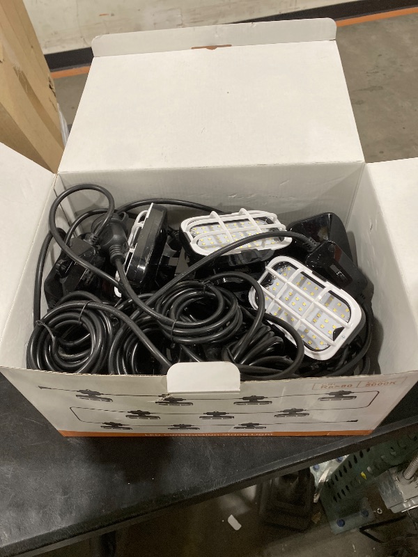 Photo 1 of 100ft LED Construction String Lights,Super Bright 15000lm 150w Adjuest 90&180 Degrees On Both Sides Waterproof IP66 Led String Work Lights, Construction Temporary Lights (100ft-Adjustable 10lights).