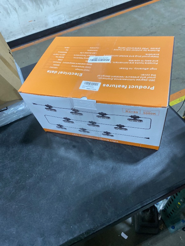 Photo 1 of 100ft LED Construction String Lights,Super Bright 15000lm 150w Adjuest 90&180 Degrees On Both Sides Waterproof IP66 Led String Work Lights, Construction Temporary Lights (100ft-Adjustable 10lights).