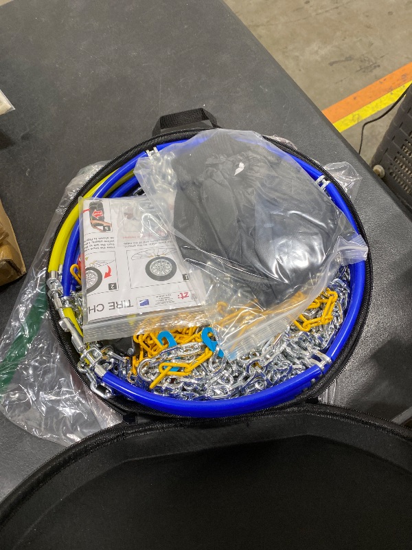 Photo 1 of Auto-Fixing Snow Chains, 30s Quick Fit Easy Installation Tire-Chains, Portable Reusable High Carbon Steel Anti Slip Tire Chain for Passenger Car, Pickup Trucks and SUV - Set of 2