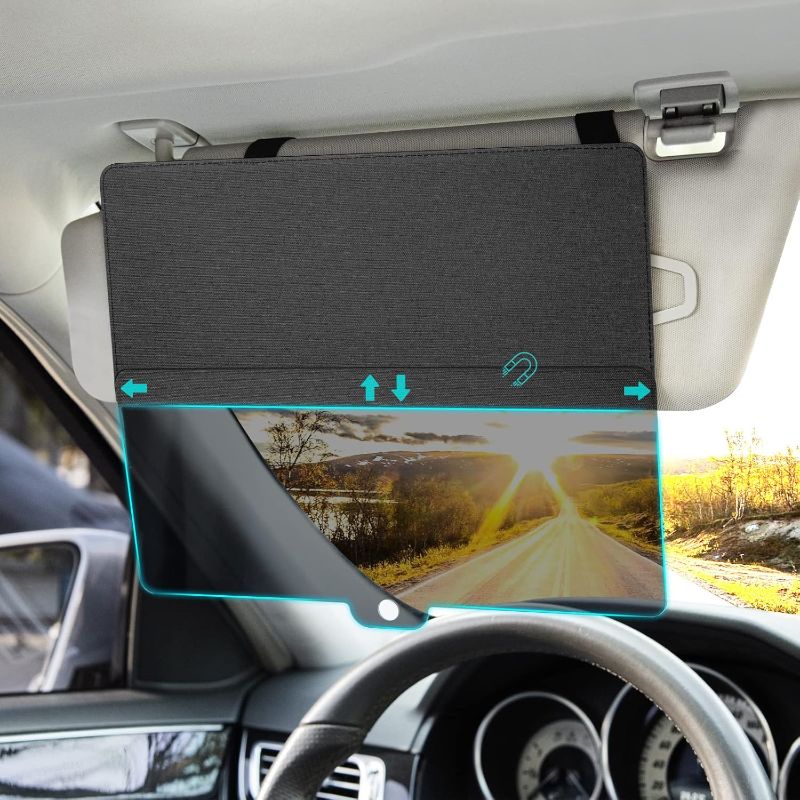 Photo 1 of Sun Visor Extender for Car, Sun Blocker with PC Sunshade Lens, Magnetic Mounting Adjustable Position, Protect from Glare, UV Rays, Snow Blindness for Safe Driving, Universal for Car, SUV
