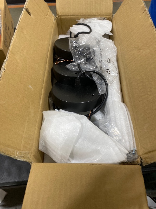 Photo 1 of KLSS Black Pendant Lights Kitchen Island - Seeded Glass Pendant Light Fixture Multiple Stems Rods (3 Pack with Rod seeded Glass)