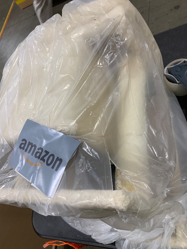 Photo 1 of SYANDLVY Small Cat Tree for Indoor Large Cats, Kittens Condo with Scratching Post and Board, Modern Activity Tower with Cave (Beige)