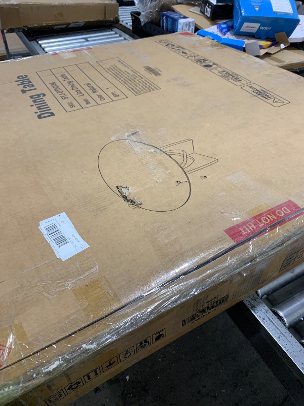 Photo 1 of Casaphoria 42" Round Dining Table, Modern Kitchen Table for 4, Scratch-Resistant Top & Cross Arched Legs, Farmhouse Dinner Table for Living Room, Kitchen, Bar, Easy Assembly, Oak