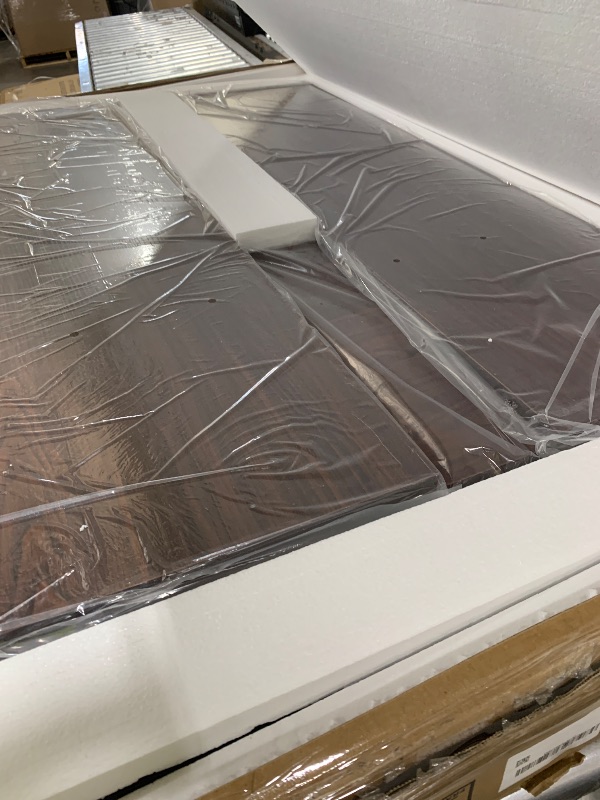 Photo 1 of Feonase 5-Piece Dining Table Set for 4-8 People, 63" Extendable Kitchen Table Set with 2 Benches and 2 Square Stools, Dining Room Table with MDF Wood Board, Easy Clean, Dark Brown