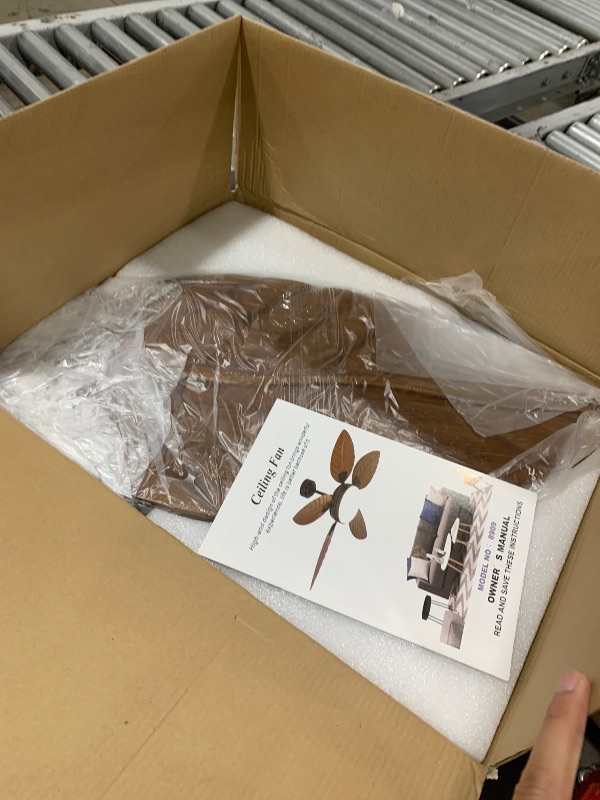 Photo 1 of PHORUS 52 Inch Tropical Ceiling Fans with Lights and Remote,Outdoor Palm Leaf Ceiling Fan for Patios Porch Bedroom, Dimmable, 6 Speeds, Reversible, Dark Brown