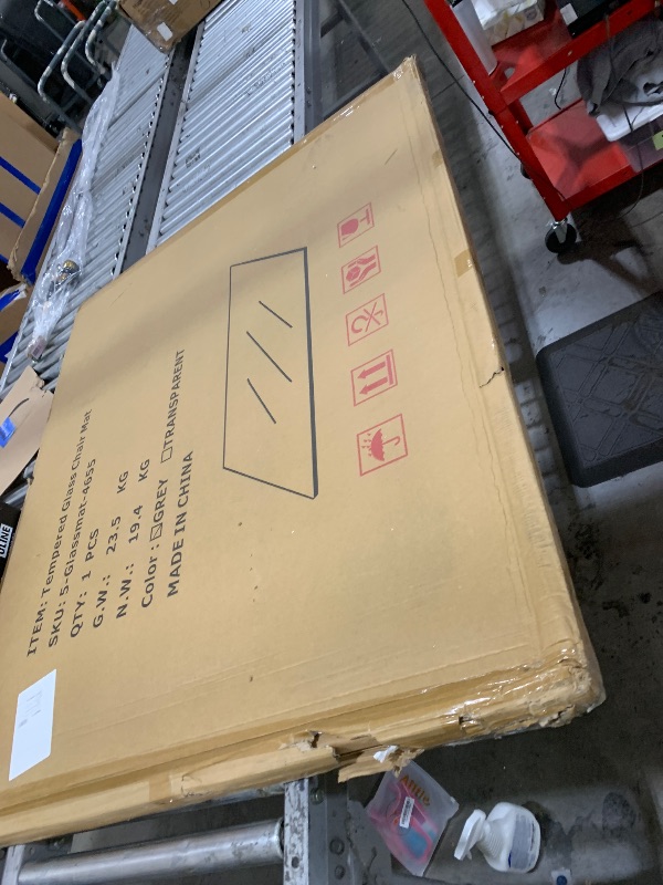 Photo 1 of Easly 46" x 55" Chair Mat for Carpet - Office Chair Mat - Tempered Glass Floor Mat for Home/Office/Carpet Clear Computer Floor Mat - with 4 Anti-Slip Pads,Grey