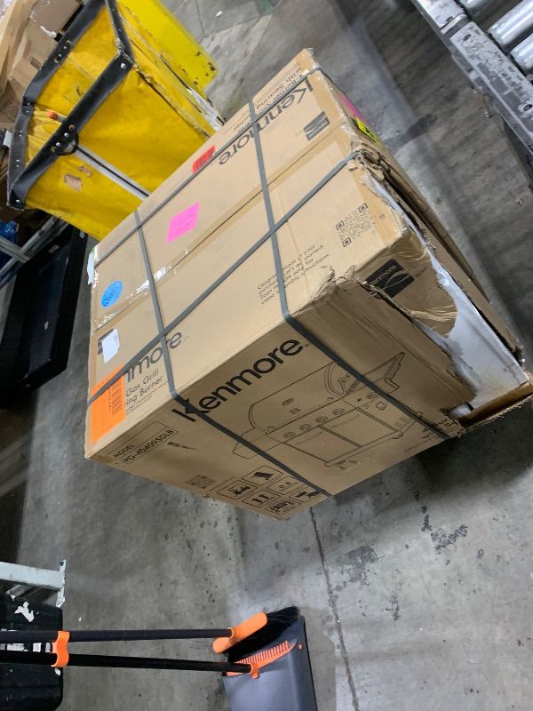 Photo 1 of Kenmore 4-Burner BBQ Gas Grill with Searing Side Burner, Propane Grill, 52,000 BTUs, Warming Rack, Electronic Ignition & Cast Iron Cooking Grates, Black/Stainless Steel