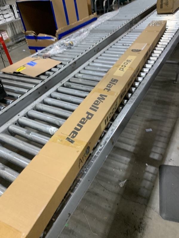 Photo 1 of Art3d Slat Wood Wall Paneling for Interior and Ceiling Decoration - Pack of 4pcs + 1pc End-Trim, Size 108 x 5.7in.- Oak