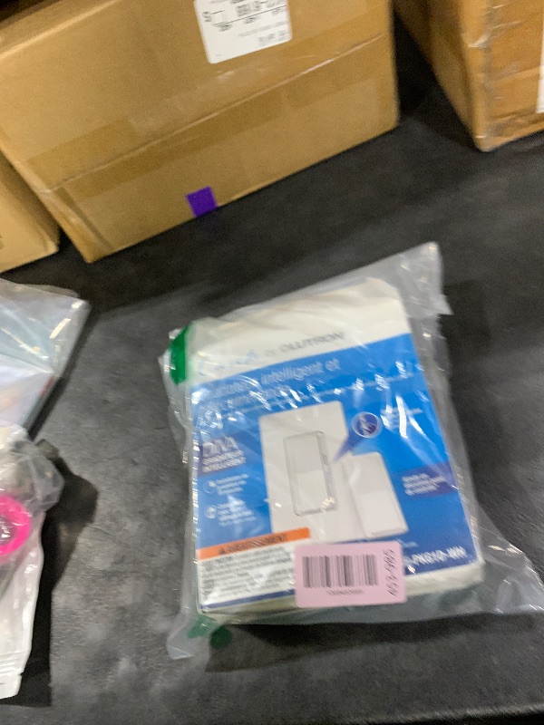 Photo 1 of Lutron Diva Smart Dimmer Light Switch 3-Way Kit for Caseta Smart Lighting, w/Plate, Pico Remote, Wallmount Bracket, and Label Stickers, No Neutral Required, DVRF-PKG1D-WH