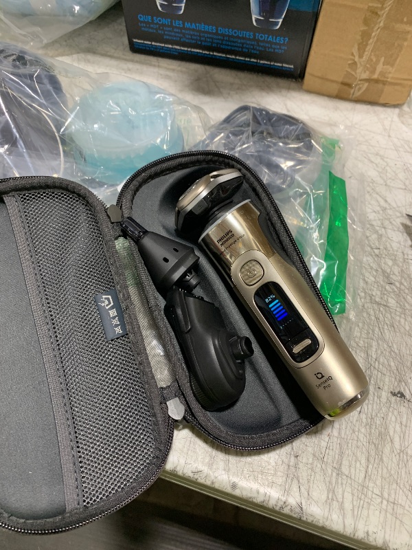 View 3 of Philips Norelco Shaver i9000 Prestige Ultra, Wet & Dry Electric Shaver, White Gold, SenseIQ Pro Technology, Triple Lift & Cut System, 360 Rotating NanoTech Precision Blades, Beard Styler, XP9403/88