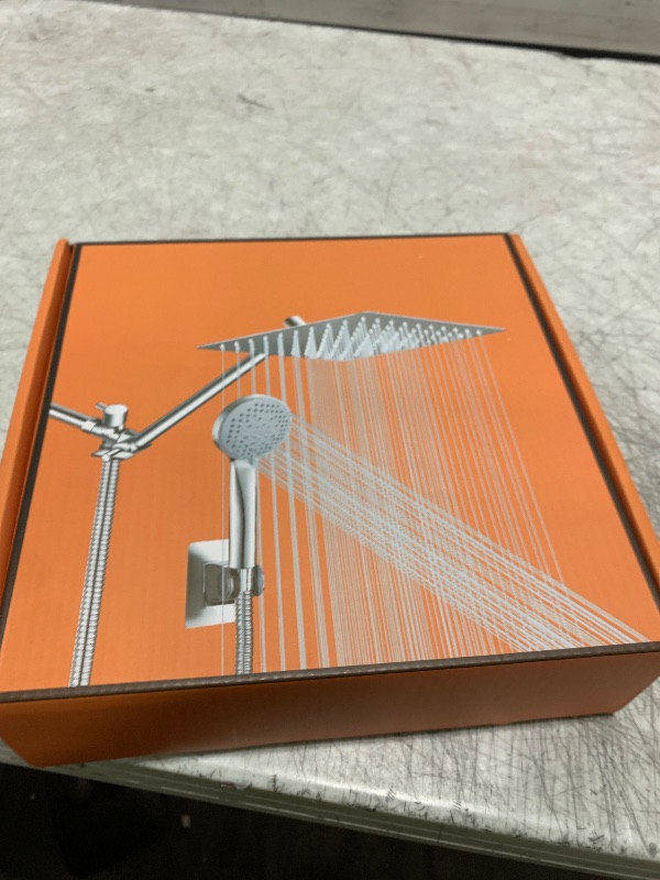 Photo 1 of 10 inch Rain Shower Head with Handheld Spray Stainless Steel, High Pressure Square Rainfall Showerhead Combo with 6 Handheld Sprayer, Detachable Shower Heads Waterfall Shower for Bathtub