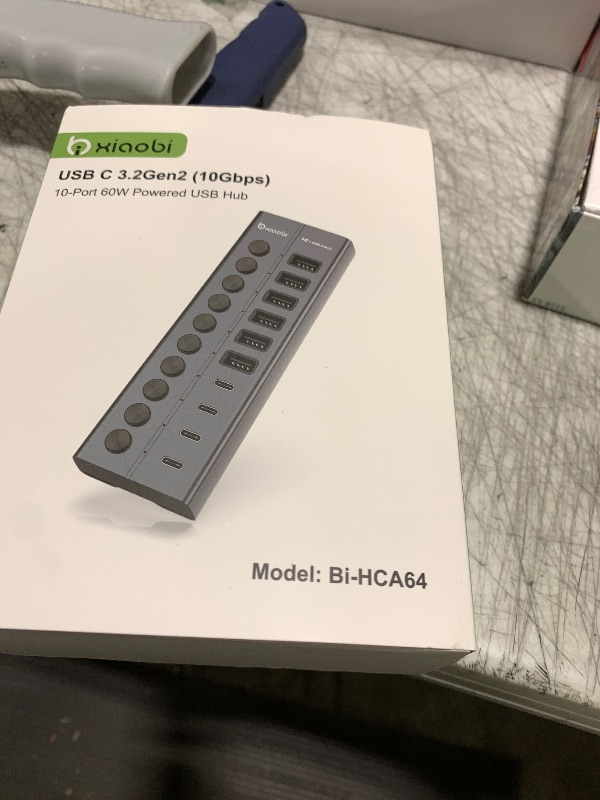 Photo 1 of Powered USB Hub, 10-Port USB C Hub with 6 USB-A 3.2, 4 USB-C 3.2 Ports, Individual Switches and 12V/5A Power Adapter, Aluminum USB Extension for MacBook, Laptop/PC and More.