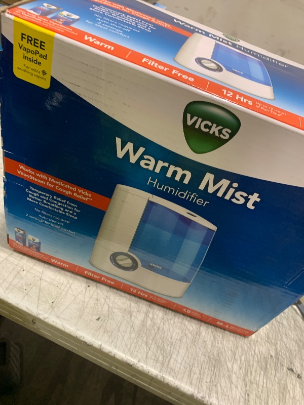 Photo 1 of Vicks Warm Mist Humidifier Filter?Free 1?Gal Tank, Auto Shut?Off, Night Light, VapoPad and VapoSteam Compatible