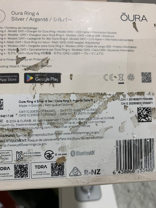 Photo 1 of Oura Ring 4 - Silver - Size 8 - Size Before You Buy