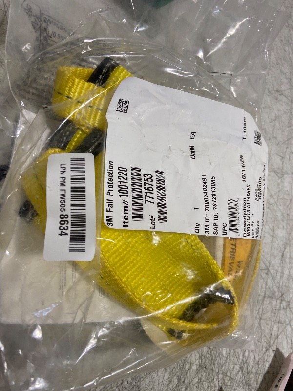 Photo 1 of 3M DBI-SALA 1001220 Retrieval Wristlets For Confined Space Rescue, Attached With O-Ring At One End, 2-Foot, Yellow