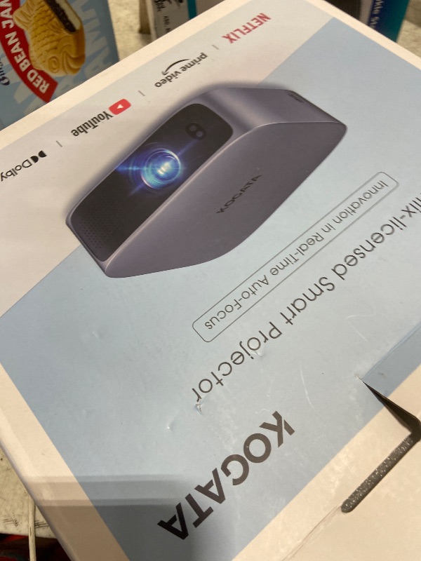 Photo 1 of [Short Throw/Built in Apps] Projector 4K with WiFi and Bluetooth, 2000ANSI TOF Auto Focus Keystone Smart Projector for Dolby Audio Home Theater Movie, Kogata Outdoor Projector Portable Ceiling Gray
