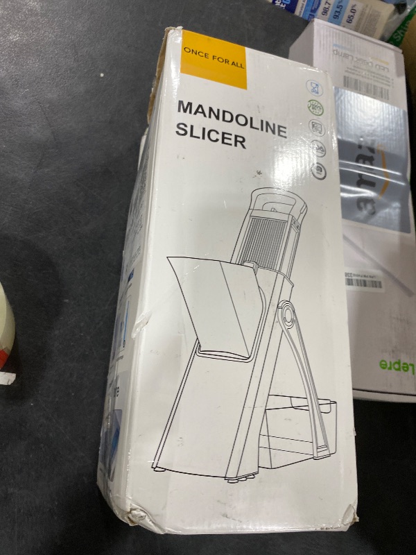 Photo 1 of ONCE FOR ALL Upgrade Safe Mandoline Slicer Plus, Biger Size, Adjustable Vegetable Food Chopper Potato Fries Cutter, Detachable Blade, Kitchen Chopping Artifact, Gift (SkyBlue)