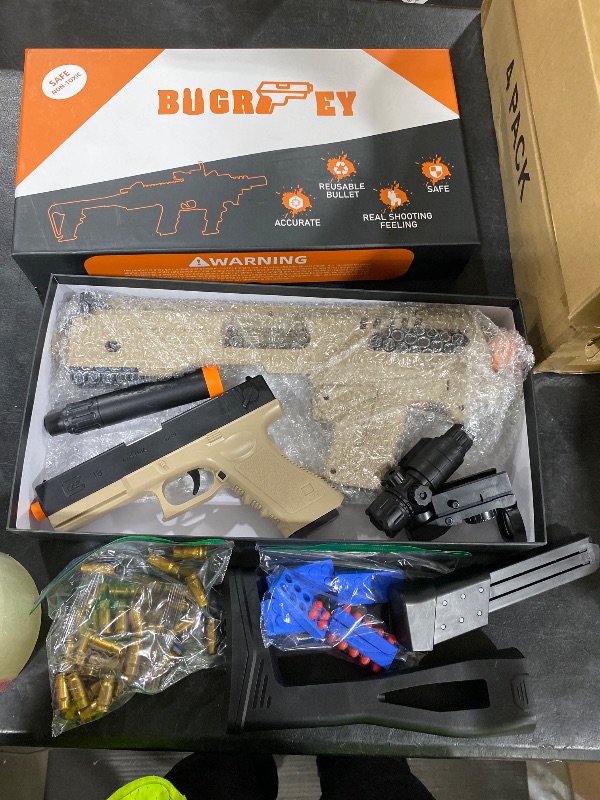 Photo 1 of Bugrtey Two Modes Toy Gun Shell Ejecting Rifle with 80 Soft Bullets 40 Shells 2 Clips Soft Bullet Toy Guns Outdoor Shooting Games Christmas Halloween Birthday Gifts