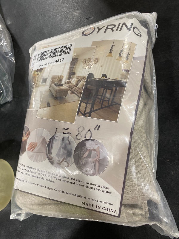 Photo 1 of 100% Blackout Linen Textured Curtains 84 Inch Length 2 Panels Set for Living Room, Bedroom, Full Blackout Curtains with Grommets Top, Natural Linen, 52" W x 84" L, 2 Panels