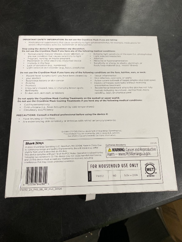 Photo 1 of Shark CryoGlow LED Face Mask with Under-Eye Cooling, Anti-Ageing & Blemish Repair, Red & Blue LED, Infrared Light Therapy, USB-C, Remote Control, Storage Bag, Blue Frost, FW312