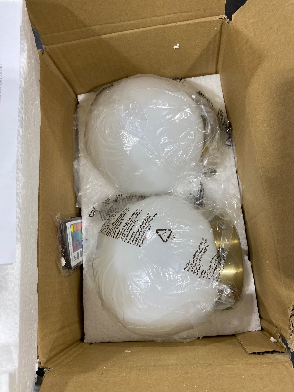 Photo 1 of Battery Operated Wall Sconces Set of 2, Gold Wall Lamps for Bedroom with Remote Control Warm/Natural/Daylight/RGB 15 Colors Dimmable Rechargeable Wireless Globe Wall Lights Retro Living Room Hallway