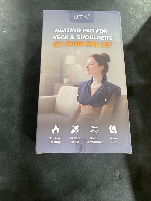 Photo 1 of Far Infrared Heating Pad for Neck and Shoulders and Back - 6X Deeper Pain Relief, Graphene 30s Fast Heat, 8 Heat Setting, 16 Timer, Automatic Memory, Weighted Heating Pads Gift for Women&Men (Black)