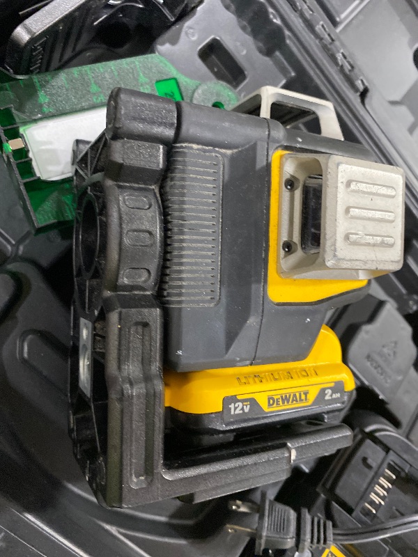 Photo 1 of DEWALT Laser Level 360 Self Leveling, 3 Way Green Laser Leveler Tool 12V MAX with 2.0Ah Battery, Charger and Durable Carrying Case, 100 Ft, Tripod Compatible (DW089LG)