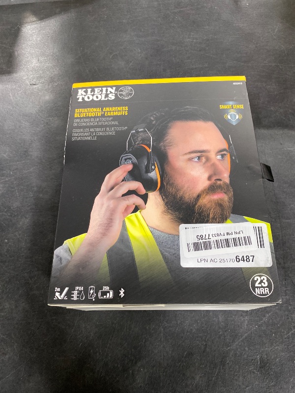 Photo 1 of Klein Tools AESEM1S Smart Sense Electronic Hearing Protection Safety Earmuff with Bluetooth & Situational Awareness, NRR 23dB, 25hr Runtime