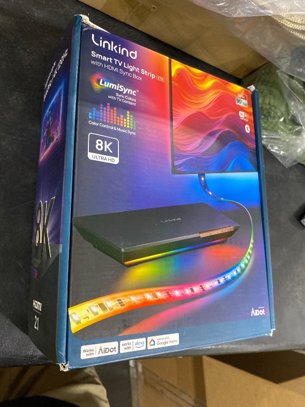 Photo 1 of Linkind TV Backlight, HDMI 2.1 Sync Box with AI LumiSync Technology, Supports 8K@60Hz, Cuttable LED Backlights Sync to Screen for 27-90 inch TVs